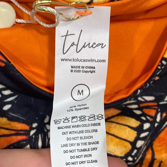 Toluca Swim bottoms - Cora Midi bottom in Monarch - orange butterflies - Picture 3 of 8